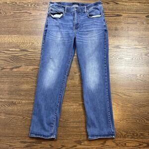 Lucky Brand 223 Straight Jeans Mens 36x32 Blue Medium Wash Distressed Denim